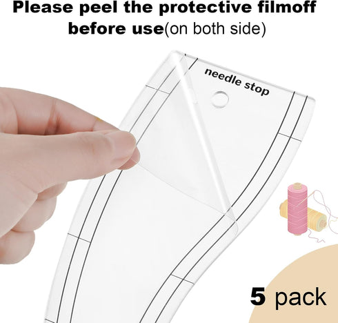 5 Pcs Quilting Ruler and Templates 10.24 Inches Waves Ruler Acrylic Quilting Templates for Machine Quilting Free Motion Quilting Stencils Waveleng...