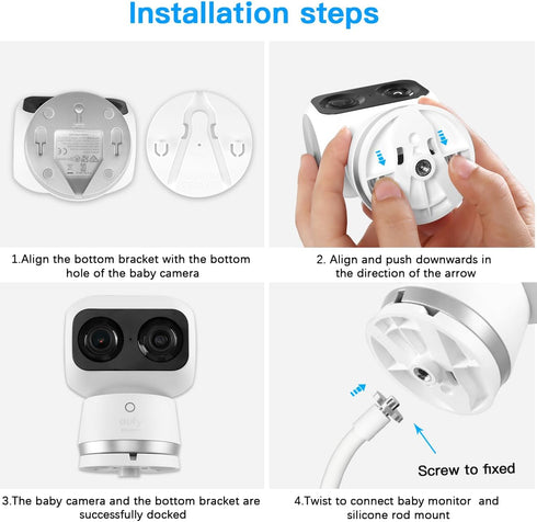 Flexible Twist Clamp Mount Compatible with Eufy Security Indoor Cam S350 Camera, Flexible Twist Gooseneck Mounting Bracket No Tools or Wall Damage...