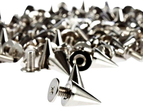 PMLAND 200 Sets/Pairs 9.5mm Silver Cone Spikes Screwback Studs DIY Craft Cool Rivets Punk...