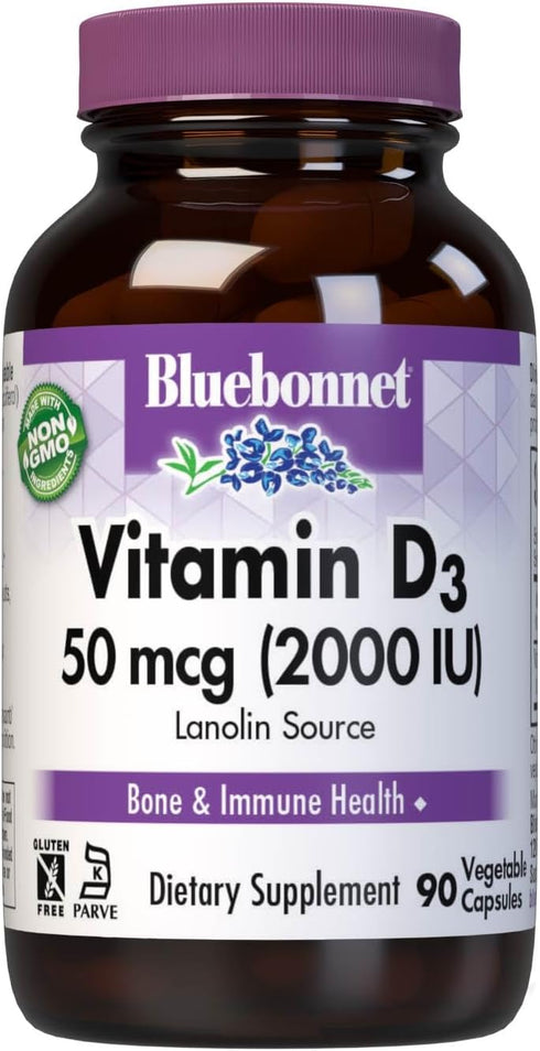 BlueBonnet Vitamin D3 2000 IU Vegetable Capsules, 90 Count...