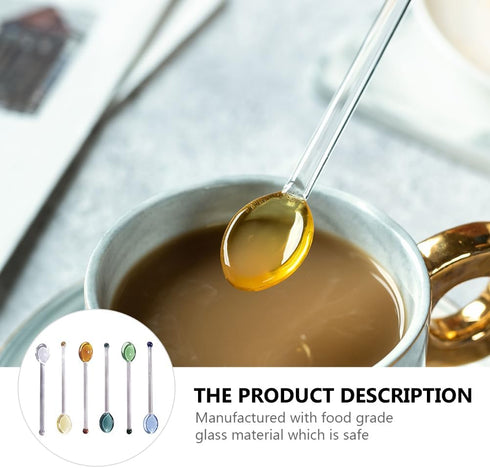 6Pcs Coffee Spoon Glass Tasting Spoon Teaspoon Stirring Spoon for Tea Dessert Cocktail Appetizer Cold Drink...