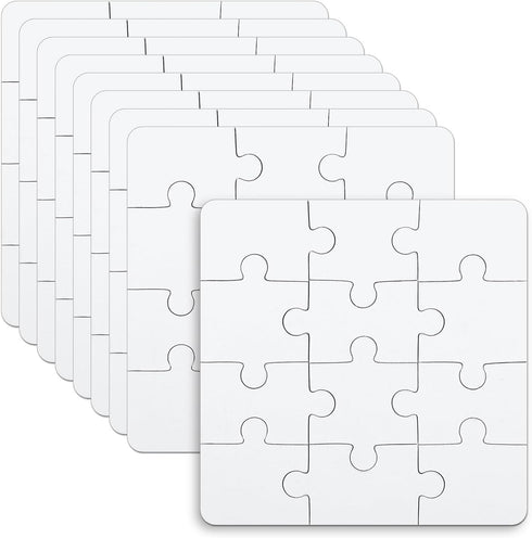 10 Sheets Blank Puzzles for Kids, 3.9 x 3.9 Inch Blank Puzzles 12 Piece Blank Jigsaw Puzzle All White Puzzles for Kids Birthday Games Activity Par...