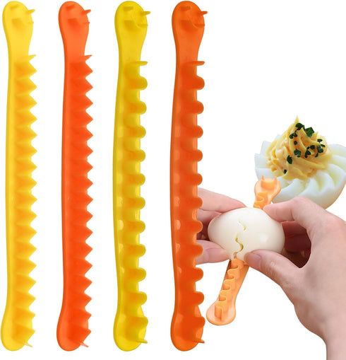 4 PACK Fancy Cut Eggs Cutters, Fancy Cooked Eggs Cutter Multi-functional Household Egg Cut Flower Shaper, Exquisite Kitchen Accessories, Easy to C...