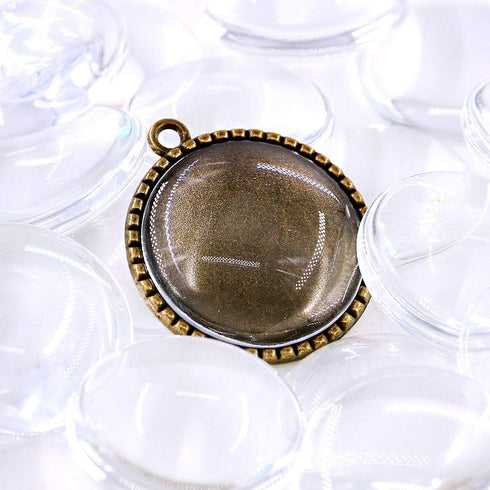 Glarks 40Pcs 25mm Antique Bronze Silver Color Round Tree Bezel Pendant Trays with Bright Glass Cabochon Dome Tiles for Bracelet Necklace Crafting ...
