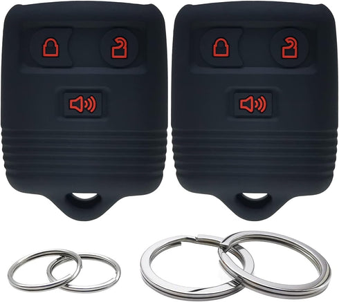 2Pcs Silicone 3 Buttons Key Fob Cover Remote Case Keyless Protector Compatible with Ford E150 E250 E350 F150 F250 F350 Edge Escape Expedition Expl...