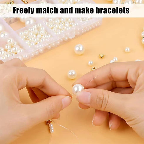 1000Pcs Pearl Beads for Bracelets Making, Pearl Beads for Jewelry Making for Adults, Silver Bracelet Beads DIY Kit, Silver Spacer Beads for Bracel...