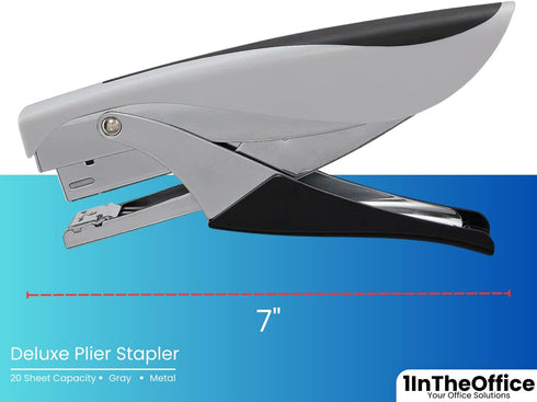 1InTheOffice Plier Stapler, Hand Held Stapler, 20 Sheet Capacity, Black/Gray, 1 Pack...