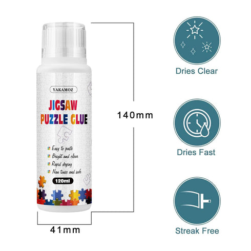 YAKAMOZ Updated Jigsaw Puzzle Glue with New Sponge Head for Adults and Children Clear Water-Soluble Special Craft Puzzle Glue Quick Dry for 1000/1...