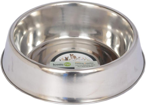 ICONIC PET 2 Pack of 2 Cup Stainless Steel Non Skid Pet Bowls for Dog or Cat with Raised Rim Dishwasher Safe Pet Food and Water Bowls - 16 Oz...
