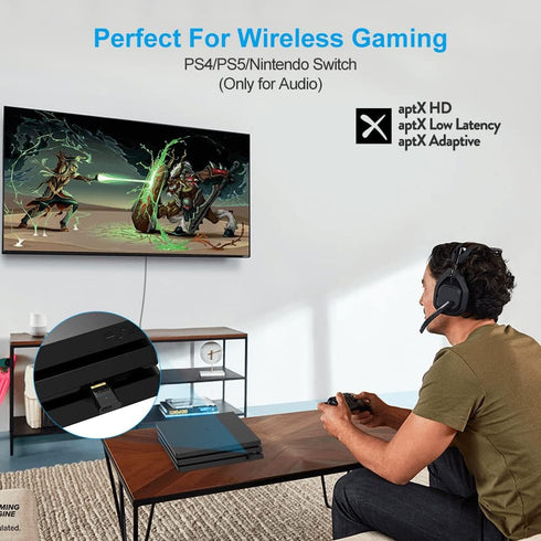 1Mii Bluetooth 5.2 USB Audio Transmitter Adapter for PC PS4 PS5 Wireless Audio Dongle with aptX Low Latency for Connecting Bluetooth Headphones Sp...