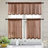MIULEE Solid Chocolate Brown Kitchen Sheer Valance Linen Look Window Curtain, Living Room Windows Voile Valance Rod Pocket 1 Panels (60" W x 18" L...