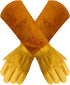 Heavy Duty Long Leather Garden Gloves Thorn and Cut Proof Garden Work Gloves (Medium, Yellow)...