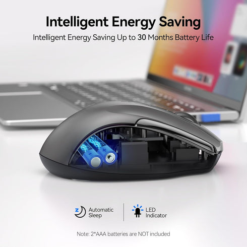 TECKNET Wireless Mouse (2.4G & BT5.0/3.0) Silent Mouse 4800 DPI Computer Mouse 6 Buttons Bluetooth Mouse, USB A Mouse Wide Compatibility - Grey...