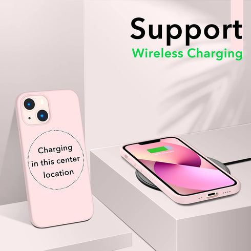 ORNARTO Compatible with iPhone 13 Mini Case, Slim Liquid Silicone 3 Layers Full Covered Soft Gel Rubber with Microfiber Case Cover 5.4 inch-Pink...