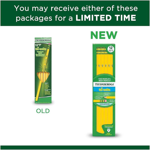 Ticonderoga 13856 Tri-Write Woodcase Pencil, HB #2, Yellow, Dozen...