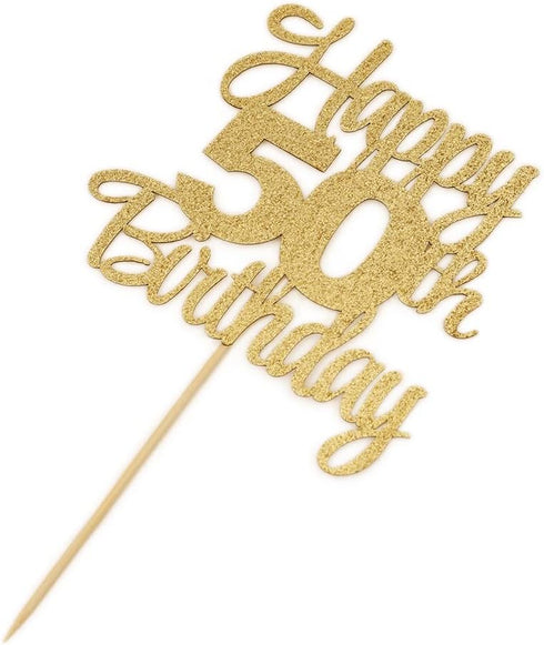 Happy 50th Birthday Cake Topper - 50th Birthday Decorations,50th Topper,50 Cake Party Decorations,50 Anniversary Decor...