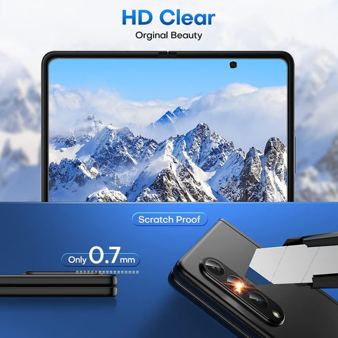 TOCOL [6 Items Designed for Samsung Galaxy Z Fold 3 5G- 2 Pack Front Tempered Glass Screen Protector + 2 Pack Inside TPU Screen Protector + 2 Pack...