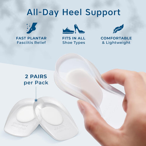 Heel Cushions for Heel Pain Relief (4 Pack) - Heel Spur Relief Products Heel Pads Heel Inserts Women Gel Heel Cups Heel Pain Men Heel Cups Plantar...