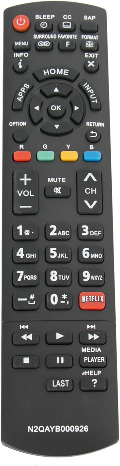 New N2QAYB000926 Remote Control fits for PANASONIC LED-LCD Smart HDTV TC39AS530 TC-39AS530 TC39AS530U TC-39AS530U TC40AS520 TC-40AS520 TC40AS520U ...