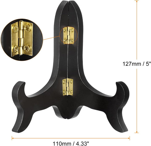 uxcell 5" Easel Plate Holder, Wooden Folding Display Stand Black for Decorative Picture Frame...