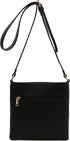 Medium Size Solid Modern Classic Crossbody Bag with Gold Plate...