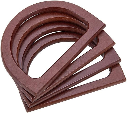 PH PandaHall 4pcs Wooden Bag Handle Replacement D Shape Purse Handles Handbag Purse Handle Purse Making Supplies for Handmade Beach Bag Crochet Ha...