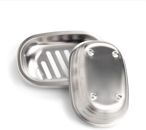 IMEEA Silver Soap Dish SUS304 Stainless Steel Brushed Soap Dish with Drain Bathroom Soap Holder...