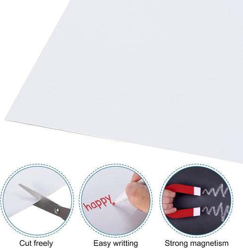 PATIKIL Magnetic Dry Erase Whiteboard Paper, 17" x 12" Adhesive Dry Erase Board Sticker Right Angle Side Magnetic Whiteboard Paper with Marker Era...
