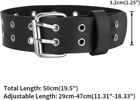 Multicolor PU Simulated Leather Silvert-tone Buckle 3.2cm Width Belt Adjustable Collar Choker Necklace...