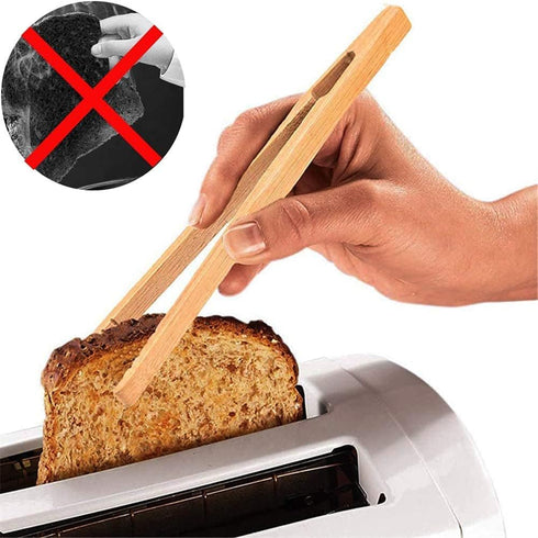 Reusable Classic Bamboo Toast Tongs - Wood Cooking Tong,Ideal for Toaster,Fruits, Bread & Pickles, Kitchen Utensil For Cheese Bacon Muffin Fruits ...