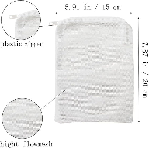 5 Pcs Tanks Filter Media Bags, Aquarium Media Bag, Aquarium Filter Bags, Fish Tank Media Mesh Filter Bags, with Zipper Reusable Aquarium Filter Me...