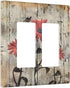 Red Brown Wood Butterfly Daisy Rustic Double Decor Light Switch Cover Decorative 2 Gang Rocker Wall Plate Electrical Switchplate GFCI Faceplate fo...