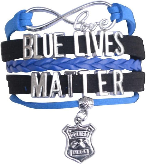 Infinity Collection Police Jewelry, Police Bracelet, Blue Lives Matter Bracelet, Proud Police Wife Charm Bracelet...