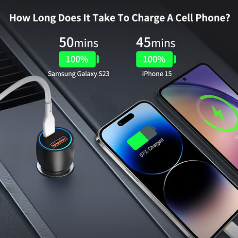 USB C Car Charger,Aluminum alloy Car Charger USB C Fast Charging, USB 20W & PD 18W Dual Port Car Charger Compatible with iPhone 15 Pro Max 14 13 i...