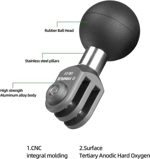 FANAUE GB-01 Action Camera Universal Ball Adapter Interface 1" Ball Assembly,Compatible with GOPRO HERO 9/10/11 and Other Brands of Action Cameras...