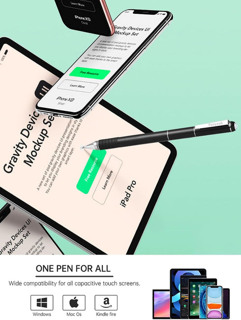 Stylus Pen for Touchscreen, 3 in 1 Easy Rubber Grip & High Precision Capacitive Stylus Pen for iPad, iPhone, Android Cellphone, Tablets, Touch Scr...