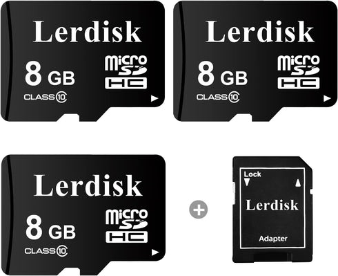 Factory Wholesale Micro SD Card 8GB U1 Pack of 3 in Bulk Micro SDHC with Adapter Produced by Authorized Licencee(8GB)...