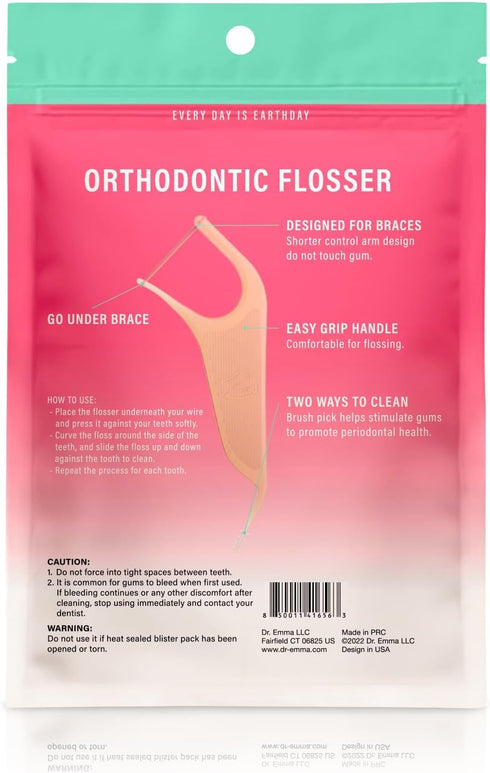 Orthodontic Flossers for Braces, Ortho Dental Floss Picks, Mint Flavor 60 Count/Bag, Pink, 1 Pack...