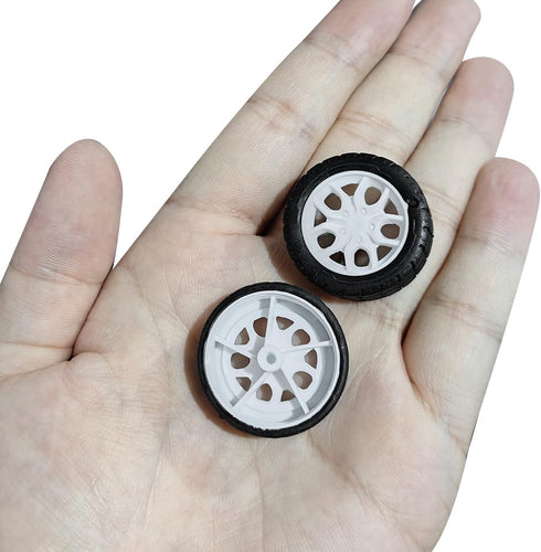 uxcell 30mm Rubber RC Wheel Tires DIY Model Robots 4pcs, White and Black...
