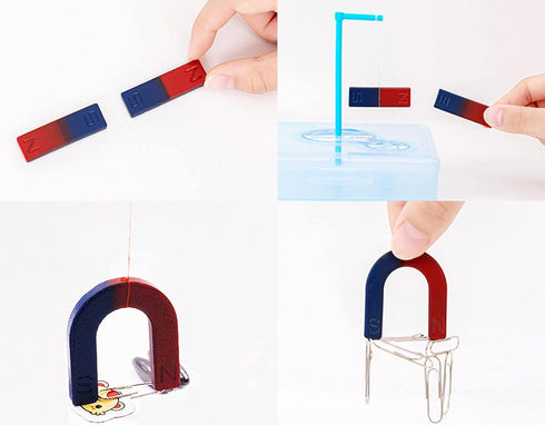 School Science Magnets Set for Kids Magnet Kit Fun Experiment Tool Physics Educational Toys Games for Children Teen Including Horseshoe/Ring/Horse...