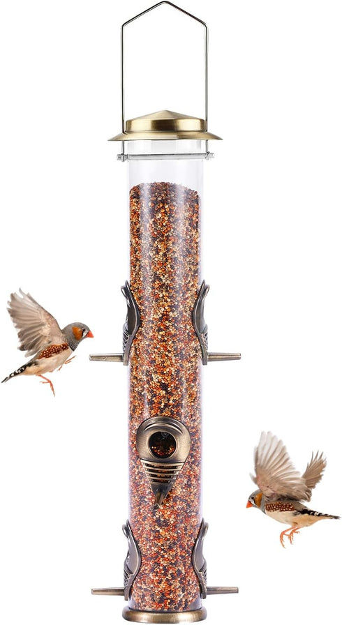 MIXXIDEA Metal Tube Bird Feeders for Outdoors Hanging Bird Feeders for Outside Wild Birds Feeder 6 Ports Hanging Bird Feeder Attract Birds in Your...
