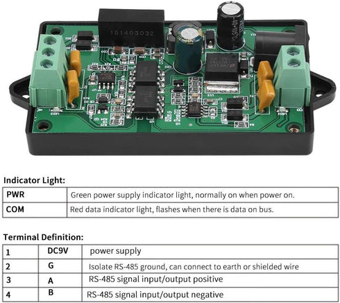 RS-485 Repeater, Repeater Industrial Grade Amplifier Isolated Converter Used for Attendance Machine, IC Card Charging System, Automation Control...