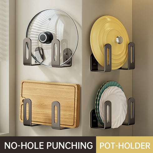 5-in-1 Kitchen Bathroom Shelf Pot Lid Organizer, Saving Cup Lid Organizer for Tumbler Lids, Self-Adhesive and Drilling 2 Installation Methods,Lid ...
