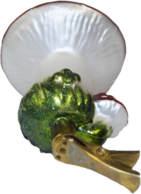 Kurt Adler 2-Piece Glass Clip-On Mushroom Ornament Set, 4-Inch,Christmas...