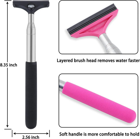 Side Mirror Squeegee, 2 PCS Car Mirror Squeegee, Retractable Car Rearview Mirror Wiper for All Vehicles, Universal Automotive Accessories(Black/Pi...