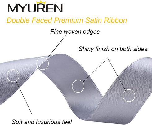 3/8 Inch Solid Satin Ribbon Silver/Gray Double Face Satin Ribbon for Crafts, Gift Wrapping?Party Favor? Baby Shower?Invitation Embellishments?DIY ...
