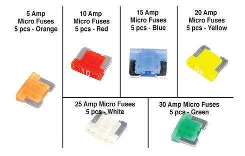 Performance Tool W5376 15-Piece Micro Fuse Assortment, Automotive Fuse Set With Wide Range of Amp Ratings (5A, 10A, 15A, 20A, 25A, and 30A)...