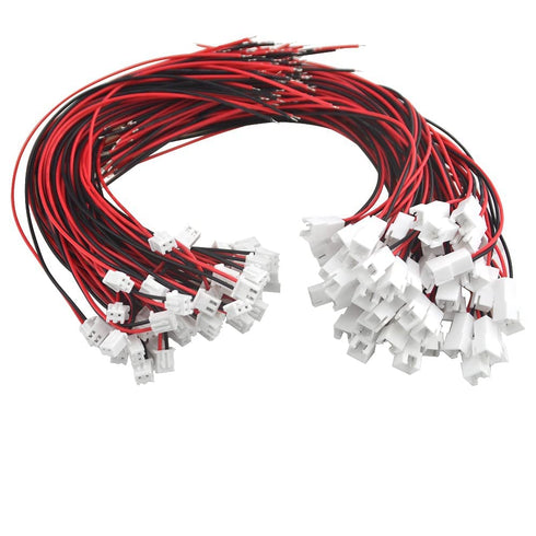XINGYHENG 100Pcs (50Pairs) 2.54mm 2PIN Female and Male Connecting Plug with Red Black Terminal Connector Wire Cable Compatible with JST-XHP 200mm...