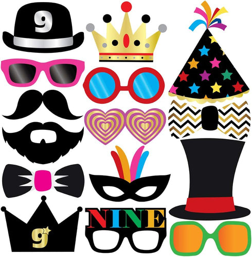 9th Birthday Photo Booth Party Props - 40 Pieces - Funny Kids Birthday Party Supplies, Decorations and Favors...