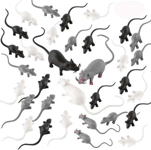 33 PCS Halloween Fake Mouse Toys, Realistic Plastic Mouse Figurines Simulated Big and Small Mouse Models for Halloween Party Decorations Joke Tric...
